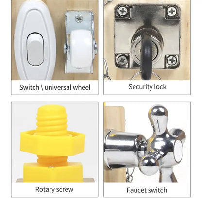 Kids Busy Cube Wooden Fidget Toy Cube Montessori Educational Baby Travel Toys Learning Basic Life Skills Sensory Busy Boards.