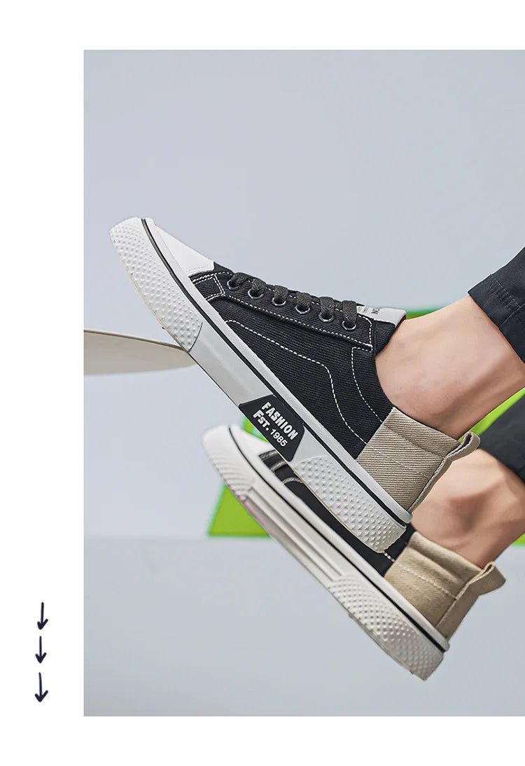 Atmungsaktive Herren-Skateschuhe aus Segeltuch mit weicher Sohle, lässige Turnschuhe, trendige, vielseitige, leichte, rutschfeste Slip-On-Sportschuhe, Größe 37–48.