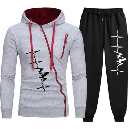 Brand Men Tracksuit 2 Pieces Men's Winter Jacket Casual Zipper Jackets Sportswear+Pants Sweatshirt Sports Suit Men Sets Clothing