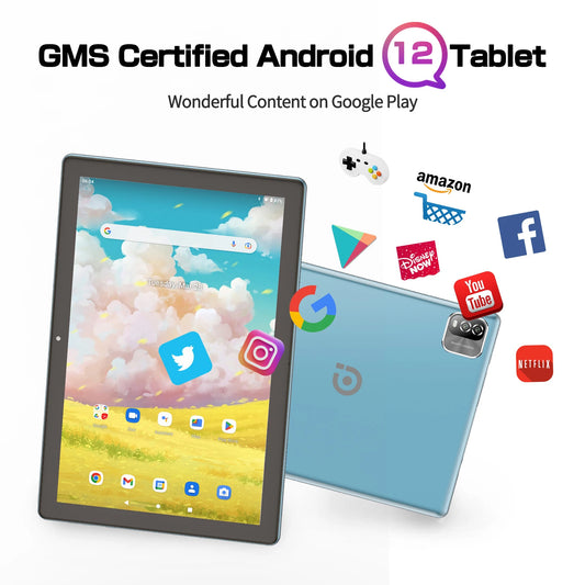 PRITOM Android Tablet 10.1 Inch 3GB RAM 64GB ROM Quad Core Processor WiFi 6 HD IPS Screen 8.0 MP Rear Camera.