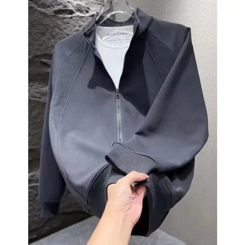 Hoodie men's spring and autumn style new cardigan with shoulder insertion All match jacket men's Korean version handsome top men.