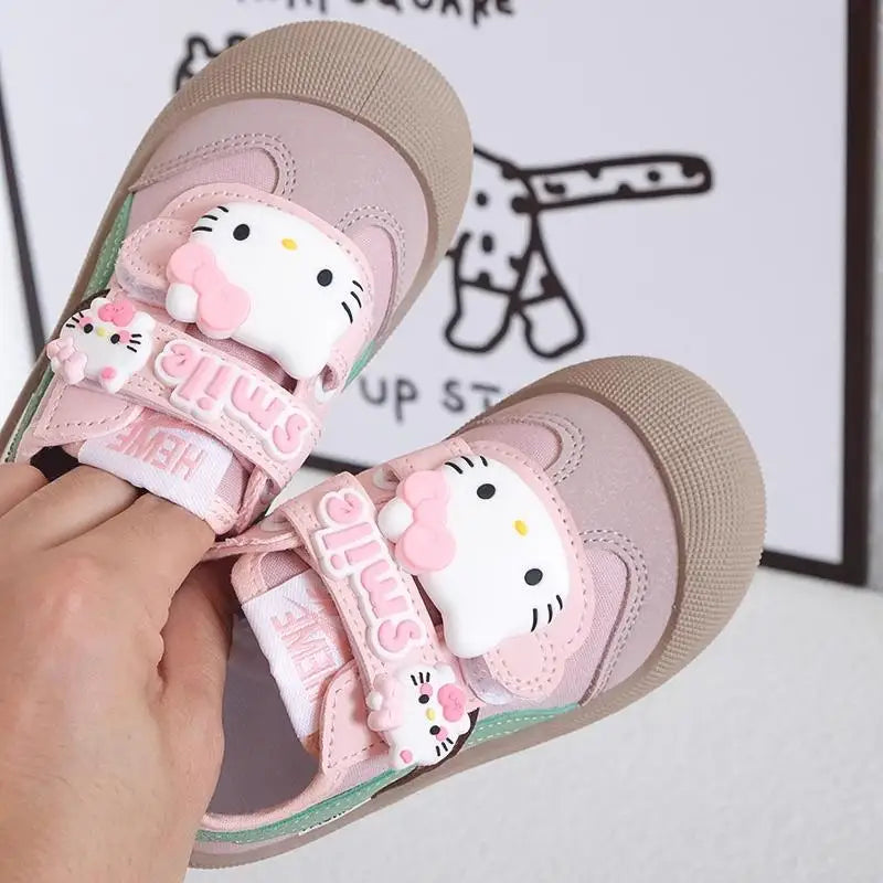 Sanrio Girl Kawaii Canvas Shoes Kindergarten Baby Child Cute Hello Kitty Spring Autumn Fashion Outdoor Running Sports Leisure.