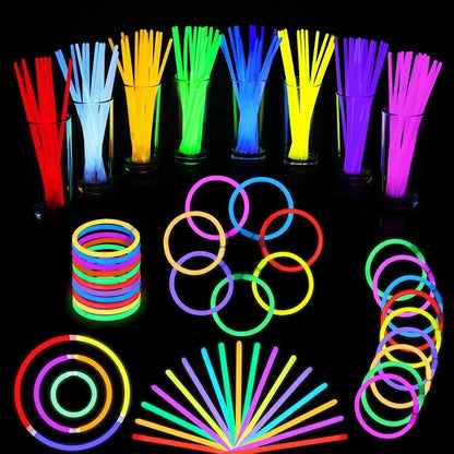 Leuchtende bunte Leuchtstäbe, fluoreszierend, leuchtend im Dunkeln, DIY-Armband, Halskette, Leuchtstab, Geburtstag, Hochzeit, Partyzubehör.