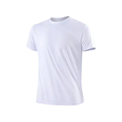 Summer Ice Silk Short Sleeve T-Shirt Men New Quick Dry Breathable Air Conditioning Outdoor Sun Protection Running Outer Wear