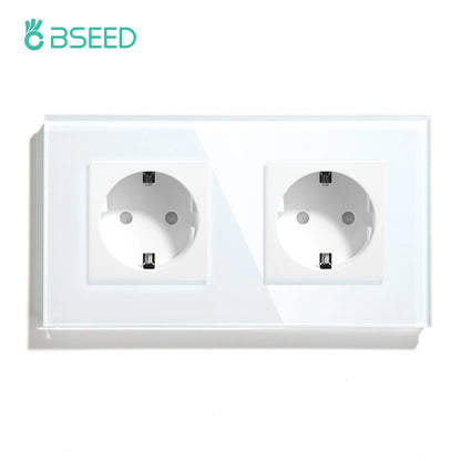 BSEED EU-Standard, einzelne Steckdose, Touch-Schalter, USB-Wandsteckdosen, Doppelsteckdosen, dreifache Steckdosen, vierfache Glassteckdosen