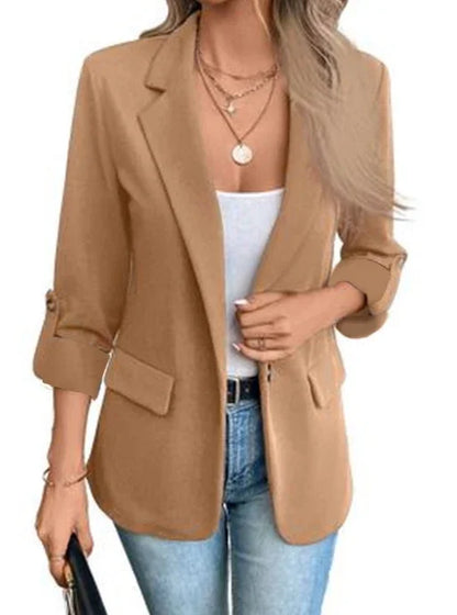 Frauen S-2XL Größe Pendler Neue Stil Langarm Mantel Mode Strickjacke Kleinen Anzug Elegante Einfarbig Casual frauen Anzug tops.