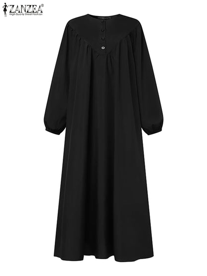 Muslim Abaya ZANZEA Solid Muslim Fashion Islamic Dress Women Vintage.