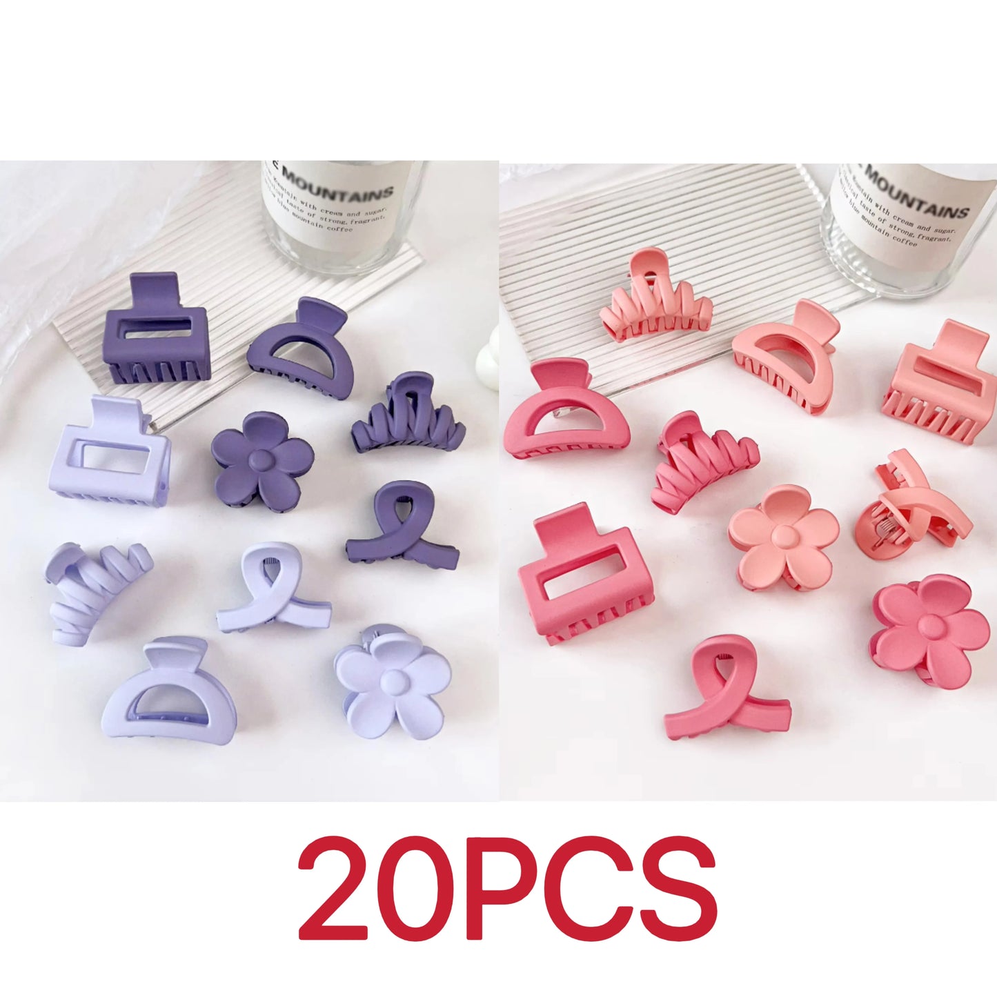 10 Pcs Pink Small Claw Clips Set,Matte Tiny Flower Jaw Clips for Women Girls,5 Style Nonslip for Thin Medium Fine Hair