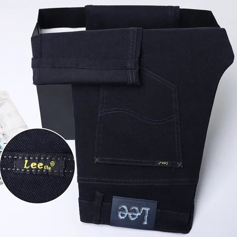 2024 herbst/Winter Neue männer Jeans Business Lose-Fit Gerade Bein Hohe Taille Baumwolle Casual Trendy hosen.