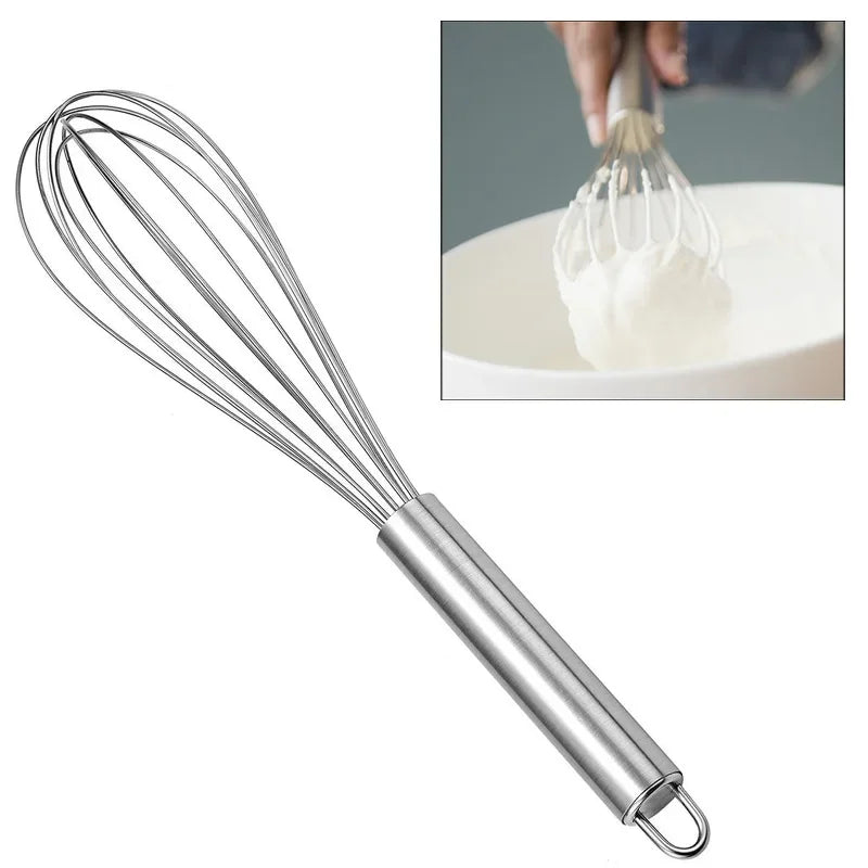 10-inchManual Egg Beater Stainless Whisk Kitchen Wire Balloon Whisk Milk Egg Beater Egg Mixing Mixer Tools.