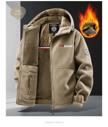 Maxbarley Brand Winter Fleece Jacket Men Casual Thickened Wool Coat Athleisure Design Warm Fashion Hooded Jackets Snow Ski Suit.