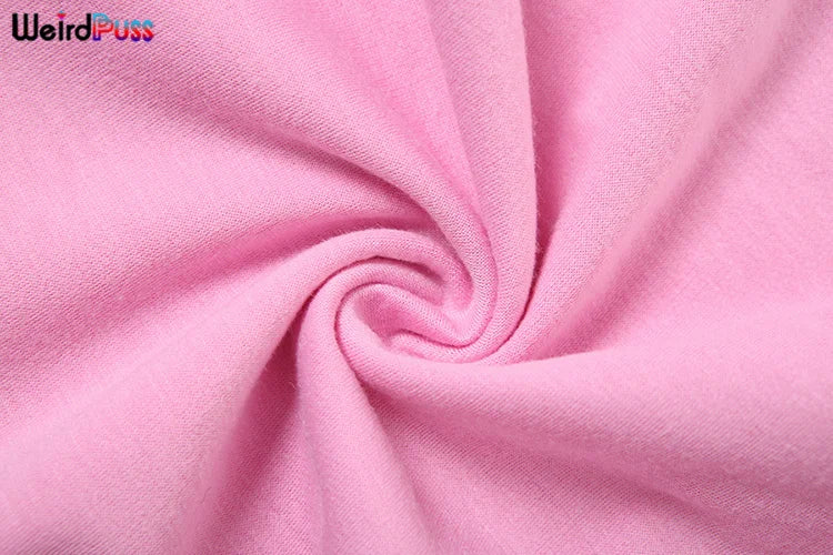 Weird Puss Casual Sporty 2 Piece Set Women Letter Embroidery Crop Tops+Side Tassel Straight Pants Matching Streetwear Tracksuits