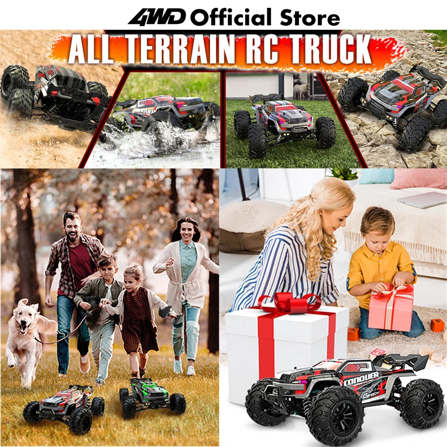 4WD 1:16 80KM/H Super Brushless 50KM/H Brushed RC Car 4x4 Off Road Remote Control High Speed Drift Racing Truck Toy Kids Adults.