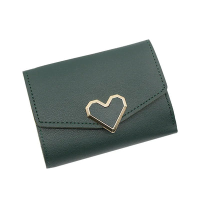 Korean version women wallet short heart-shaped three fold women's wallet multi card slot card bag zero wallet  purses for women.
