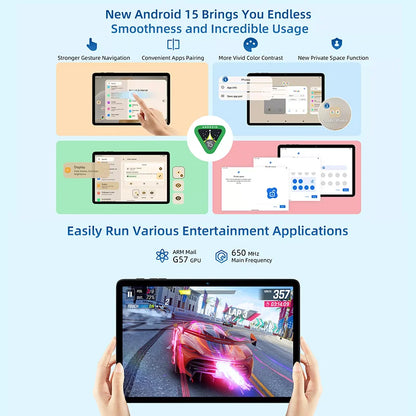 BMAX I10 Plus Android 15 10.1" HD Screen 4GB+8GB Expansion 128GB Storage UNISOC T606 ARM Mail G57  Dual Band Wi-Fi Tablet.