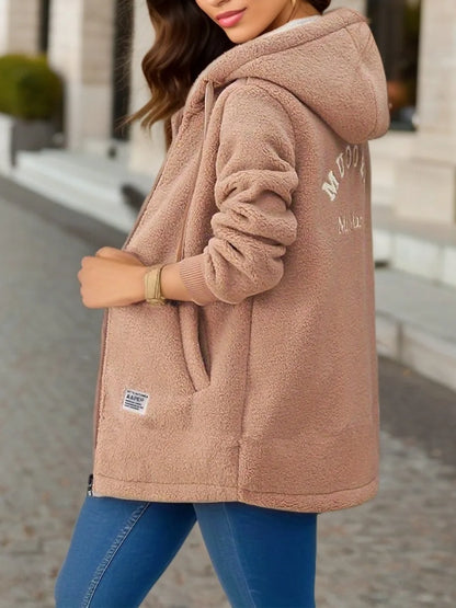 Herbst Winter Verdickte Fleece-gefüttert Sweatshirt frauen Mit Kapuze Top Strickjacke Mid-länge Trendy Neue Stil Lamm Wolle jacke.