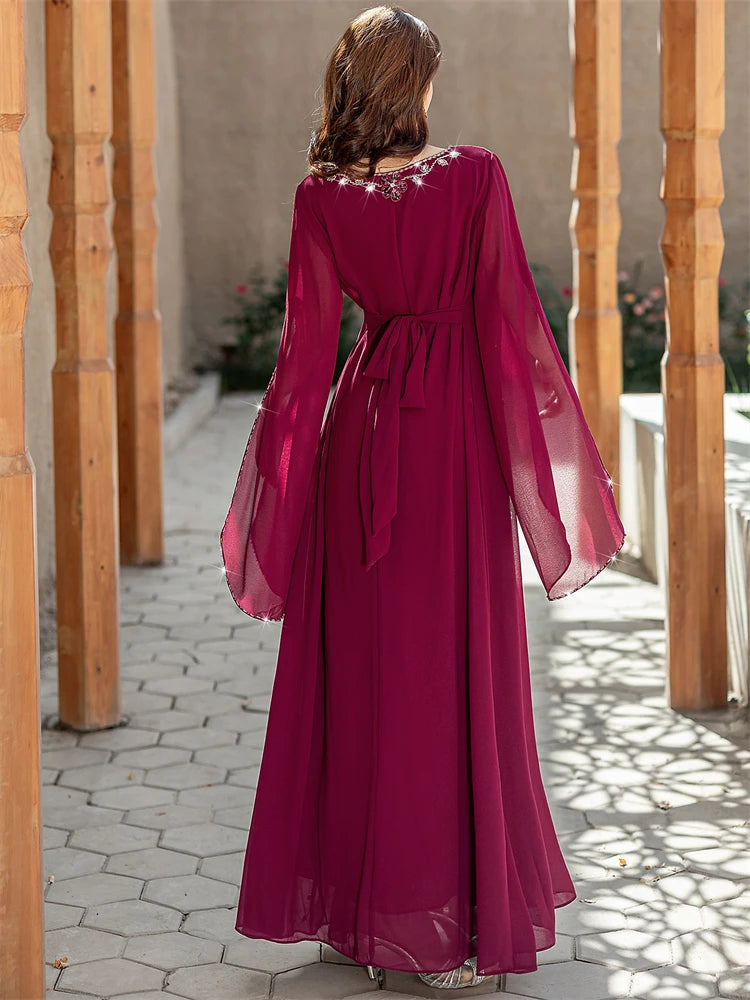 Ramadan Eid Red Abaya Damen Dubai Arab Islam Prayer Clothes Muslim African Dresses For Women Kebaya Kaftan Robe Musulmane Femme.