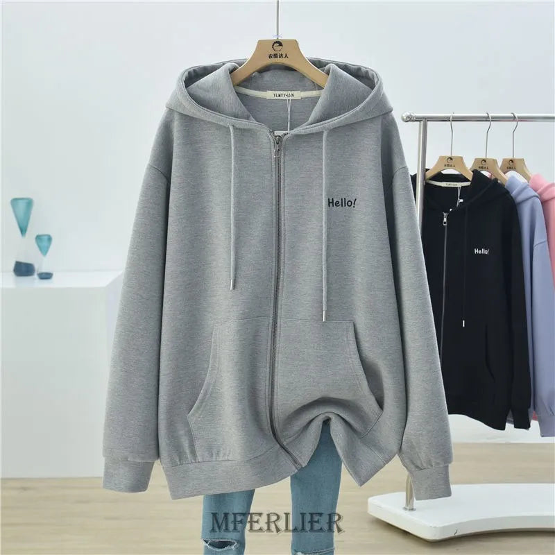 Plus Größe 5XL 150kg Herbst Dünne Jacke Mantel Frauen Hoodies Streetwear Harajuku Zipper Mantel Große Größe Frauen Kleidung.