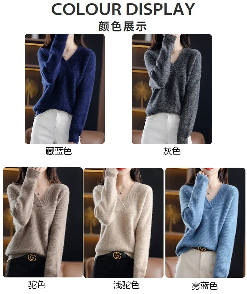 V-ausschnitt Herbst Winter Pullover Pullover Frauen Korea Lose Dicke Kaschmir Pullover Pullover Frauen Oversize Pullover Jumper.