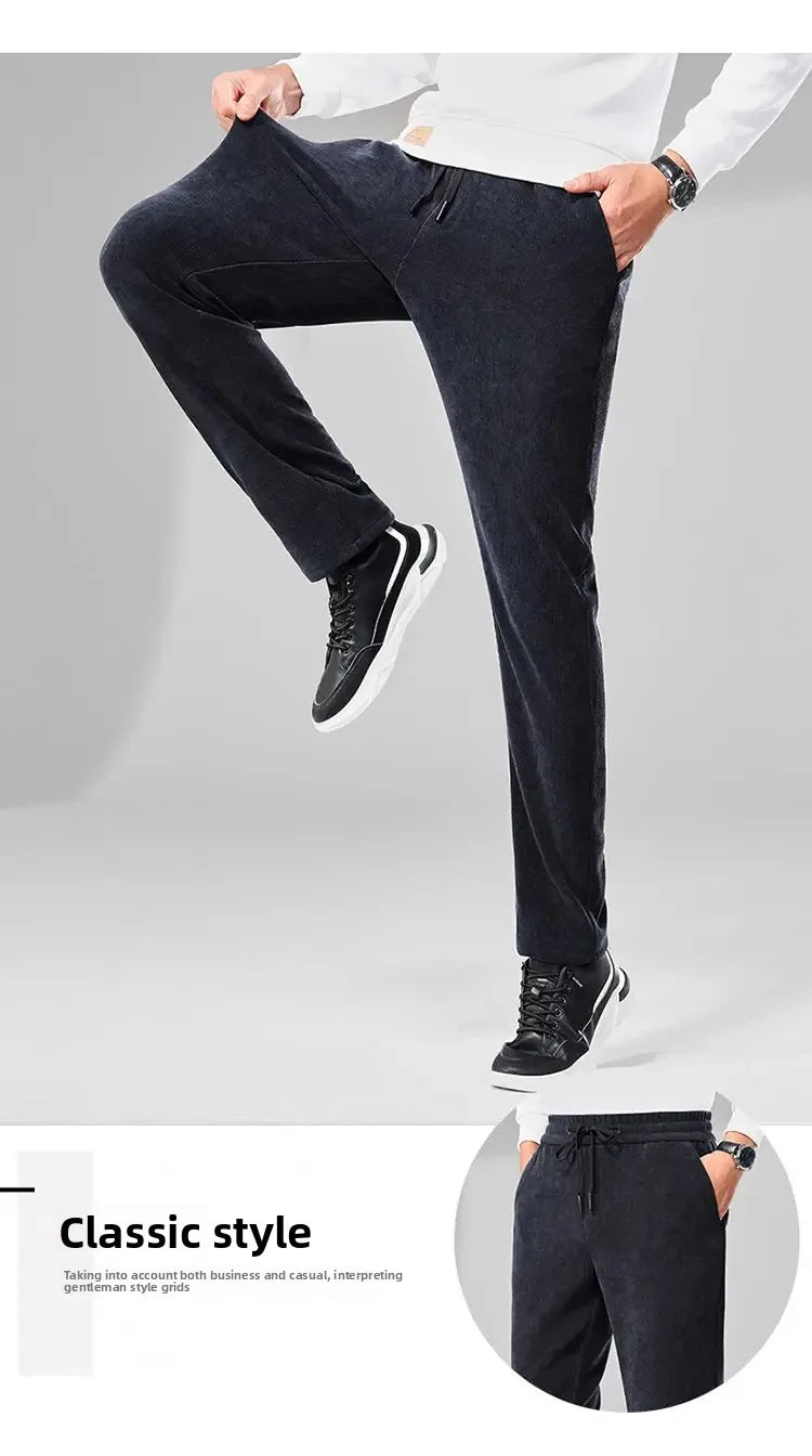 Herren-Freizeithose, verdickt, gerades Bein, warm, Herbst-Winter-Oberbekleidung, modisch, vielseitig, lockere Passform, sportlicher Stil.