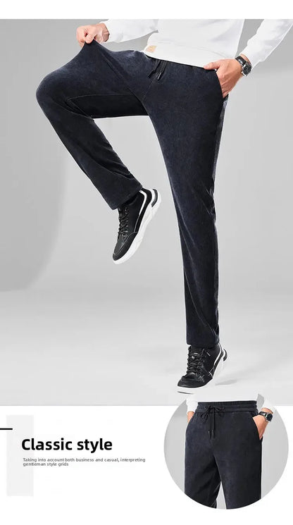 Herren-Freizeithose, verdickt, gerades Bein, warm, Herbst-Winter-Oberbekleidung, modisch, vielseitig, lockere Passform, sportlicher Stil.