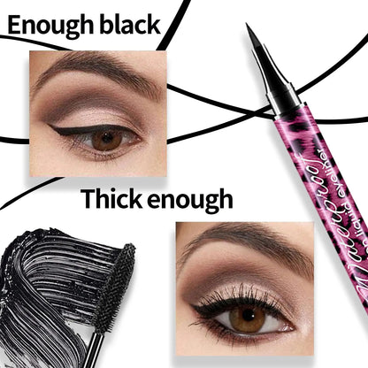 YANQINA Liquid Eyeliner Pencil 4D Waterproof Mascara Set Cosmetics Eye Liner Thick Curling Mascara Eyebrow Pencil Eyes Makeup.