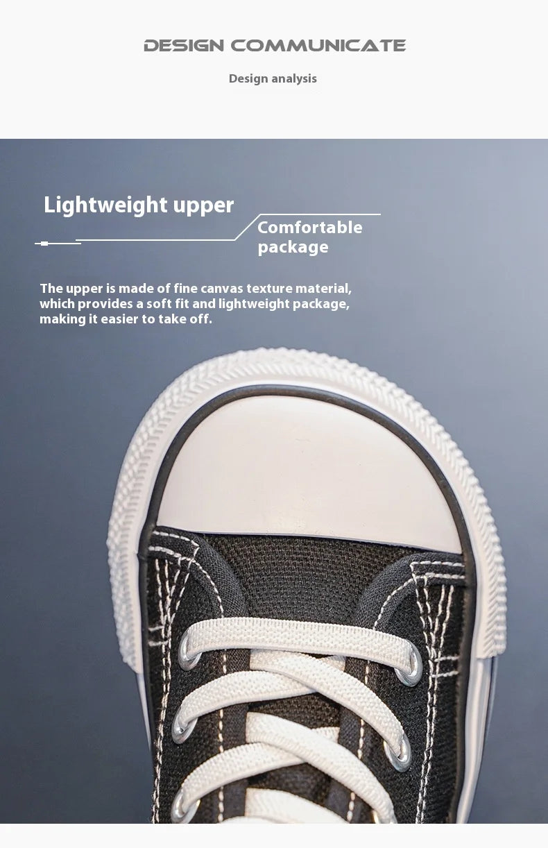 Spring and Autumn New Children's Canvas Shoes Boys High-Top White Shoes Girls Casual Shoes Parent-Child Shoes Board Shoes.