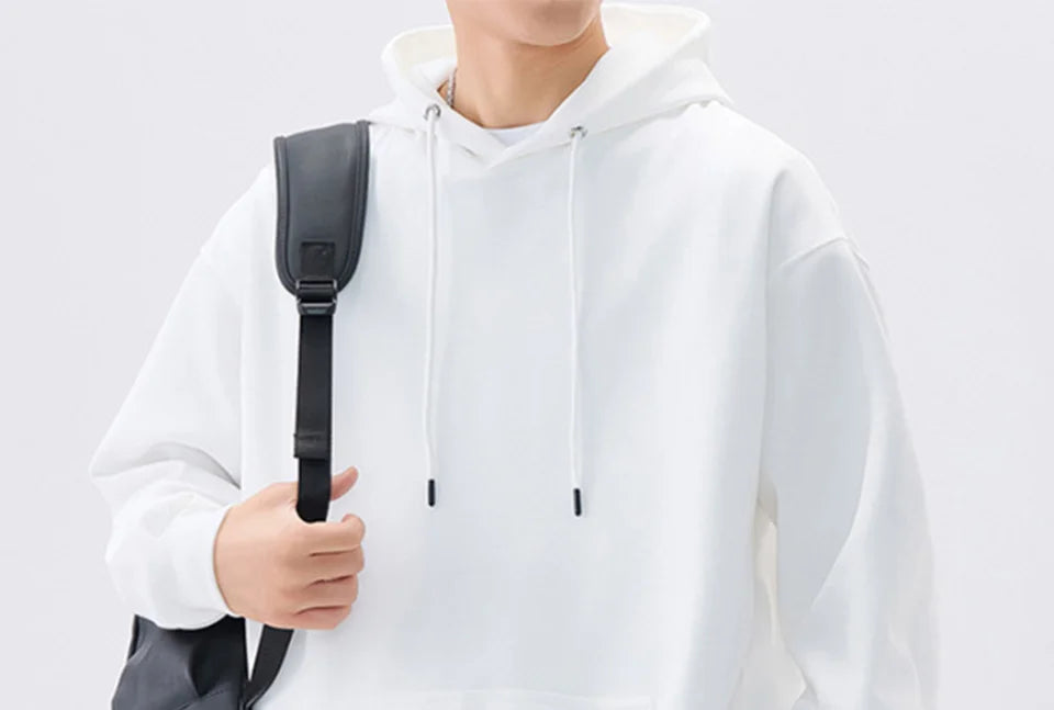 470G-570G HeavyWeight Cotton New Autumn Casual Men's Top Solid Color Loose Pullover Hoodies Sweatshirt Long-Sleeve Men Clothing