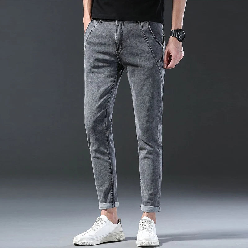 Men New Fashion Comfortable Slim Fit Jeans Male Loose Straight Smart Casual Denim Pants Regular Look Taller Elasticity Trousers.
