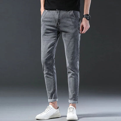 Men New Fashion Comfortable Slim Fit Jeans Male Loose Straight Smart Casual Denim Pants Regular Look Taller Elasticity Trousers.