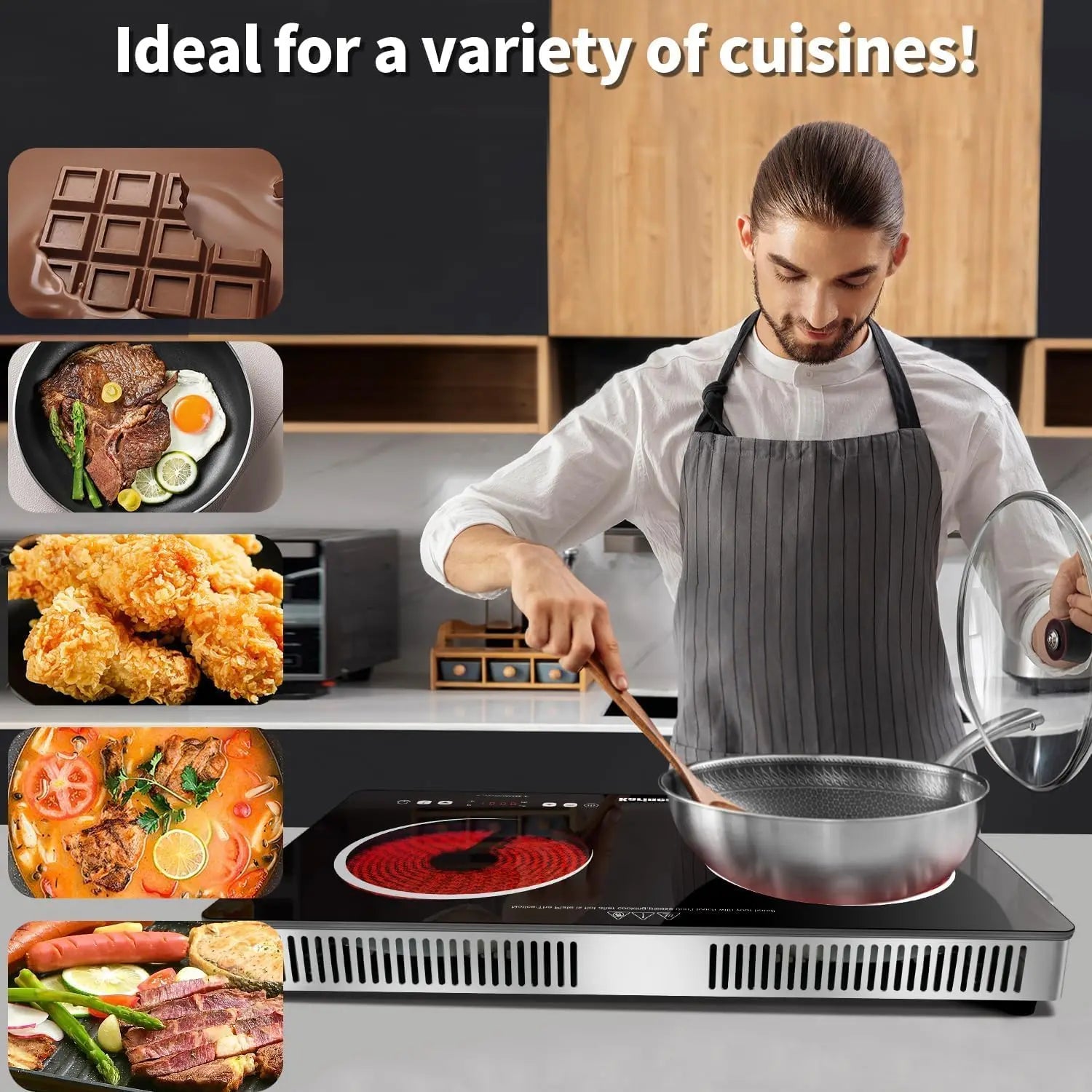 Karinear Ceramic Hob 2 Zones, 3200W Plug in Electric Hob with Safety Lock, Knobs&Touch Control, 56cm Coutertop Freestanding 240V.