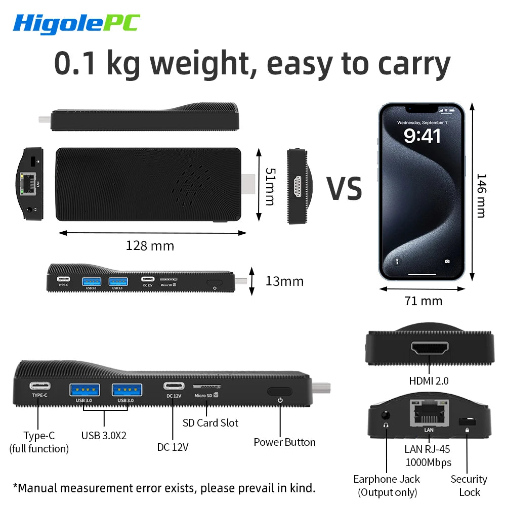 Higole PC Stick Fanless Mini PC Intel J4105 Windows 11 WiFi5 4/8GB 64/128/256GB Laptop Desktop PC 4K TV Stick PC Mini Computers.