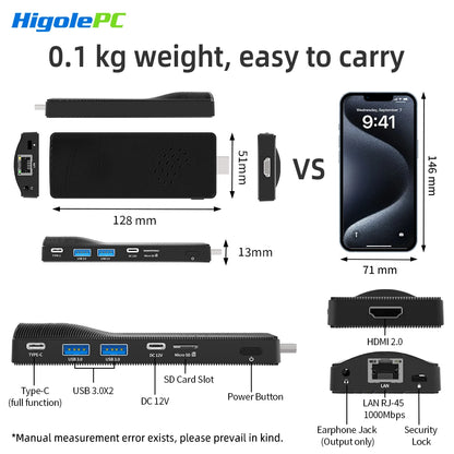 Higole PC Stick Fanless Mini PC Intel J4105 Windows 11 WiFi5 4/8GB 64/128/256GB Laptop Desktop PC 4K TV Stick PC Mini Computers.