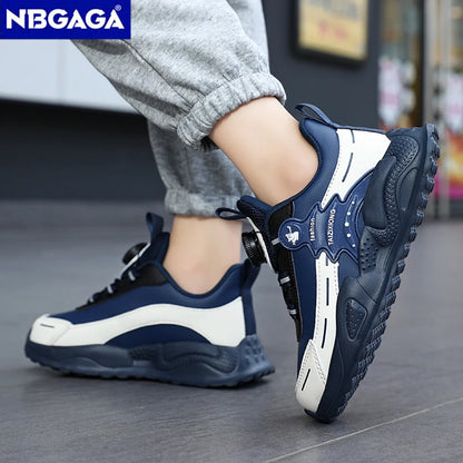 Boys Anti-Slip Waterproof Leather Running Shoes Outdoor Sports Walking Shoes Comfort Kids Sneakers For Autumn Winter 5-16 Years.