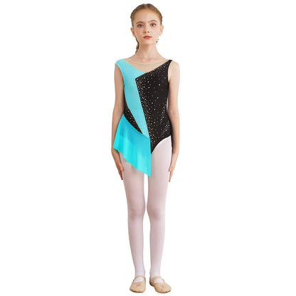 6-16Y Mädchen Ärmelloses Eiskunstlauf Trikot Kleid Ballett Rhythmische Gymnastik Lyrical Dance Body Bühne Leistung Dancewear.