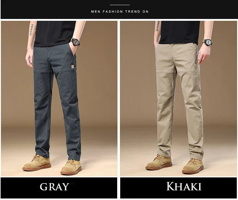 Men's Pants 97% Cotton Thick Business Casual Korean Grey Cargo Trousers Male Large Size 38 40 Brand Clothing Pant.