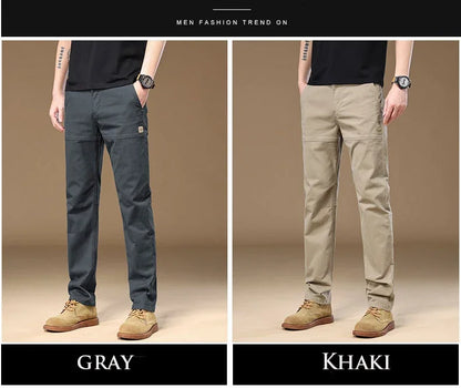 Men's Pants 97% Cotton Thick Business Casual Korean Grey Cargo Trousers Male Large Size 38 40 Brand Clothing Pant.