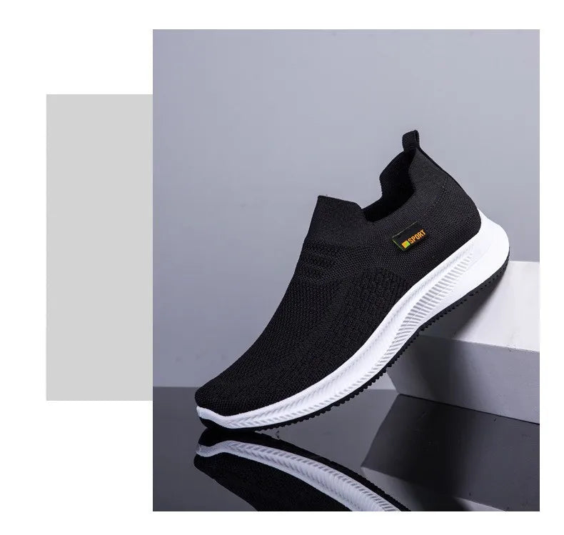 Men Walking Shoes Knit Mesh Breathable Sneakers Lightweight Sneakers Slip-on Mens Casual Shoes Fashion Comfort.