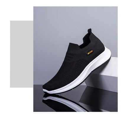 Men Walking Shoes Knit Mesh Breathable Sneakers Lightweight Sneakers Slip-on Mens Casual Shoes Fashion Comfort.