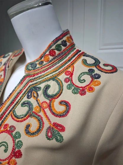 Ramadan Muslimische Damen bestickte lose Abaya-Kleider für Frauen Gala Marokko Dubai Eleganter lässiger Kaftan