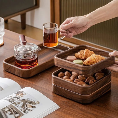 Acacia Wood Dried Fruit Plate High-grade Wooden Fruit Plate Snacks Home Refreshment Tray Nut Box Organizer.
