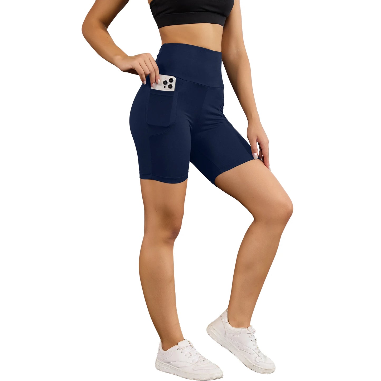 High Waisted Biker Shorts For Women With Pockets Super Soft No See Through Workout Running Yoga Athletic Push Up Gym.