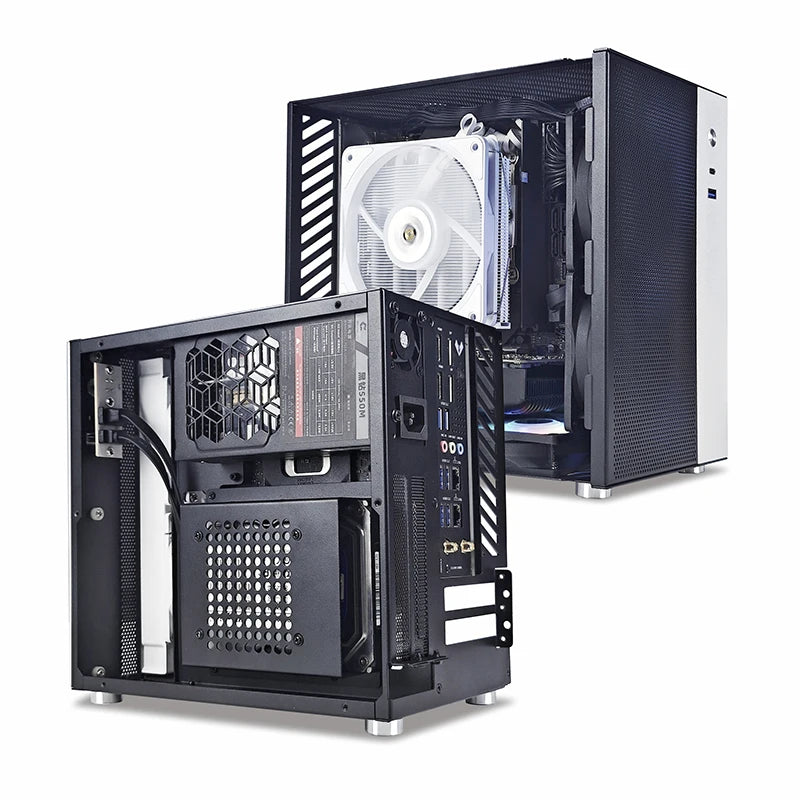 METALFISH T20 Mini ITX Case 9L Gaming Computer White Chassis Compact PC Support Flex PSU/100mm Cooler/180Liquid Cooler/240mm GPU.