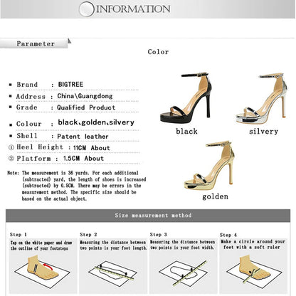 Luxury Women 11 cm Heels Sandals Women pumps Peep Toe High Heels Patent leather Stiletto Lady Sandals Summer Shoes Platform Heel.