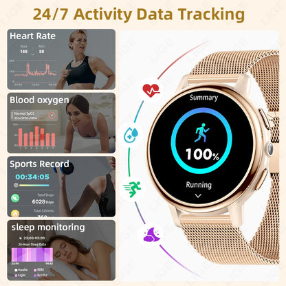 LIGE 2025 New 1.26 inch Screen Smart Watch Women IP68 Waterproof Sports Women’s Health Monitor Watches Bluetooth Call Smartwatch.