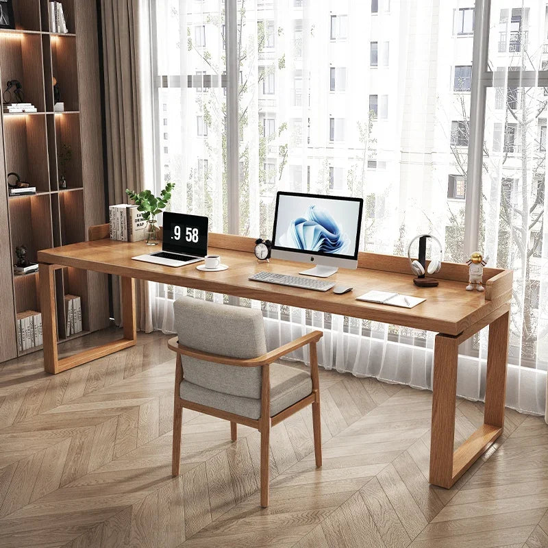 Solid wood double desk against the wall Long table Household simple modern student writing desk Study table Office computer desk