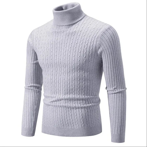 2025 New Men Solid Colour Turtleneck Sweater Black / White / Royal Blue Fashion Simple Male Casual Pullover Tops