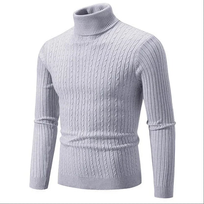 2025 New Men Solid Colour Turtleneck Sweater Black / White / Royal Blue Fashion Simple Male Casual Pullover Tops