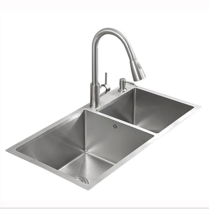 Stainless steel  double sink, kitchen , vegetable basin, thickened countertop and undercounter basin, double basin, dishwasher