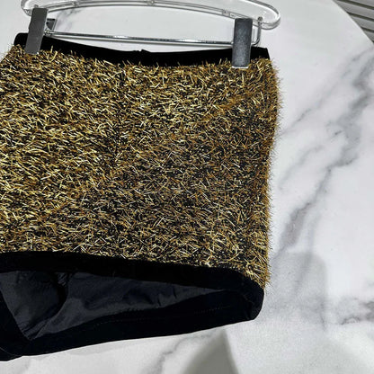 Trendy Women's Solid Color Bright Silk Woolen Shorts 2024 Autumn Fashion New Items High Waist Short Pants Female